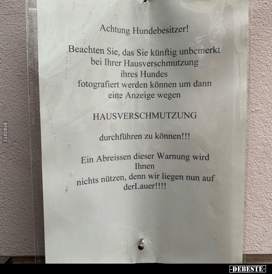 Hundebesitzer, Anzeige