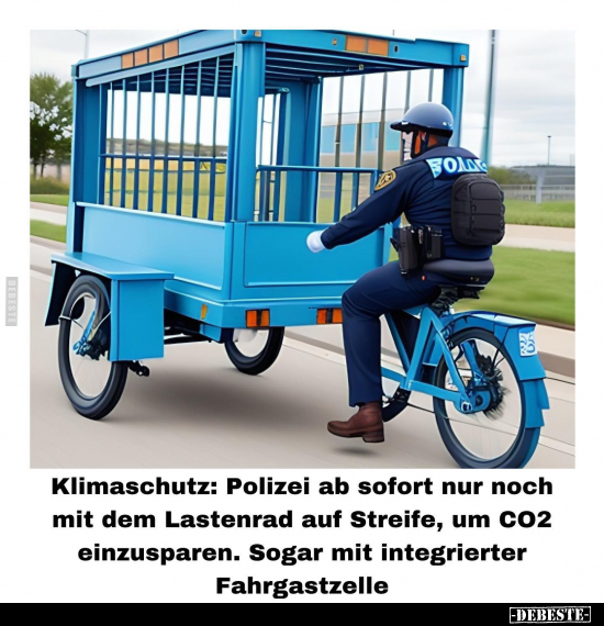Klimaschutz: Polizei ab sofort nur noch mit dem Lastenrad.. - Lustige Bilder | DEBESTE.de
