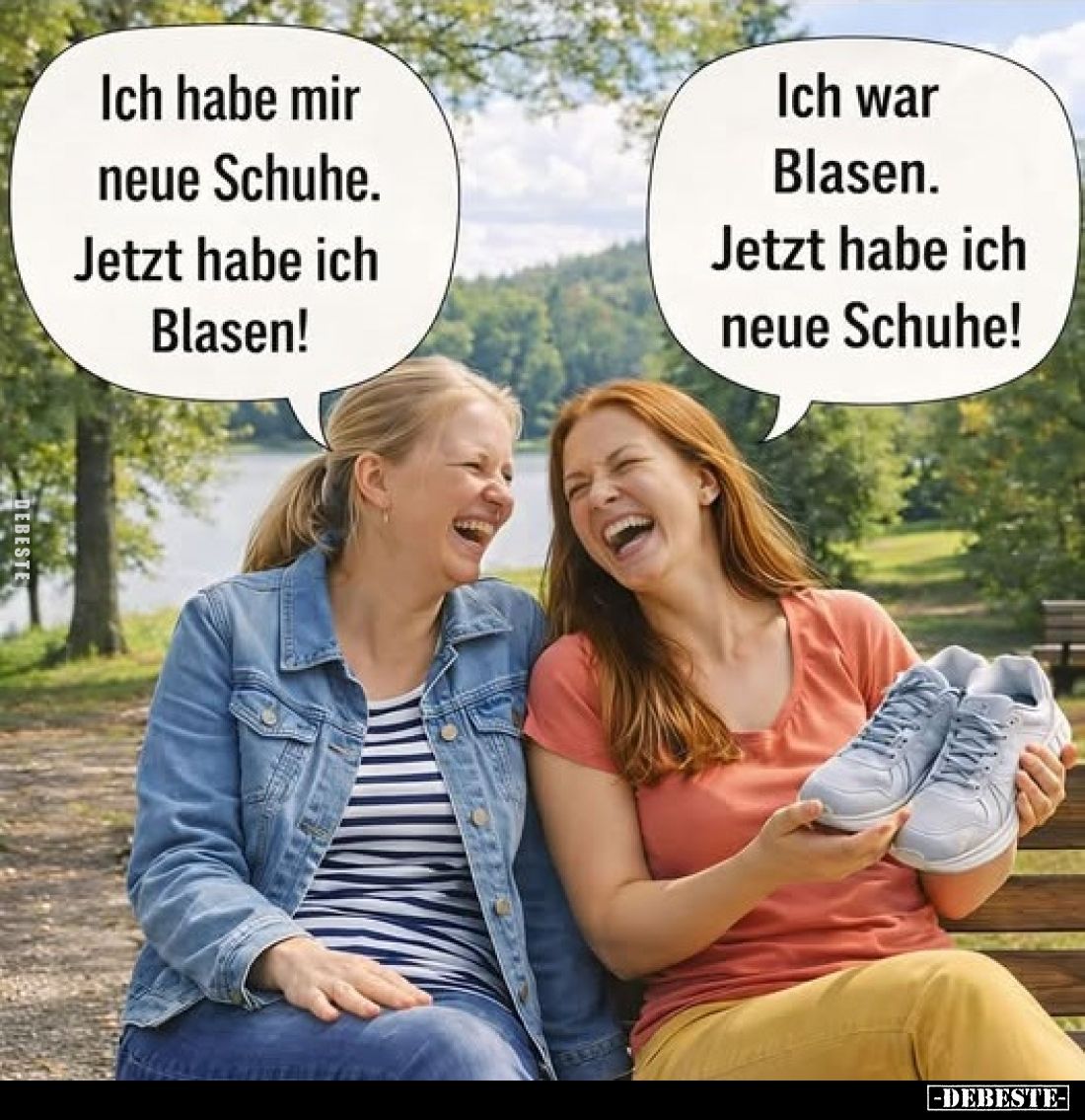 Ich habe mir neue Schuhe. Jetzt habe ich Blasen!
Ich war Blasen. Jetzt habe ich neue Schuhe!
