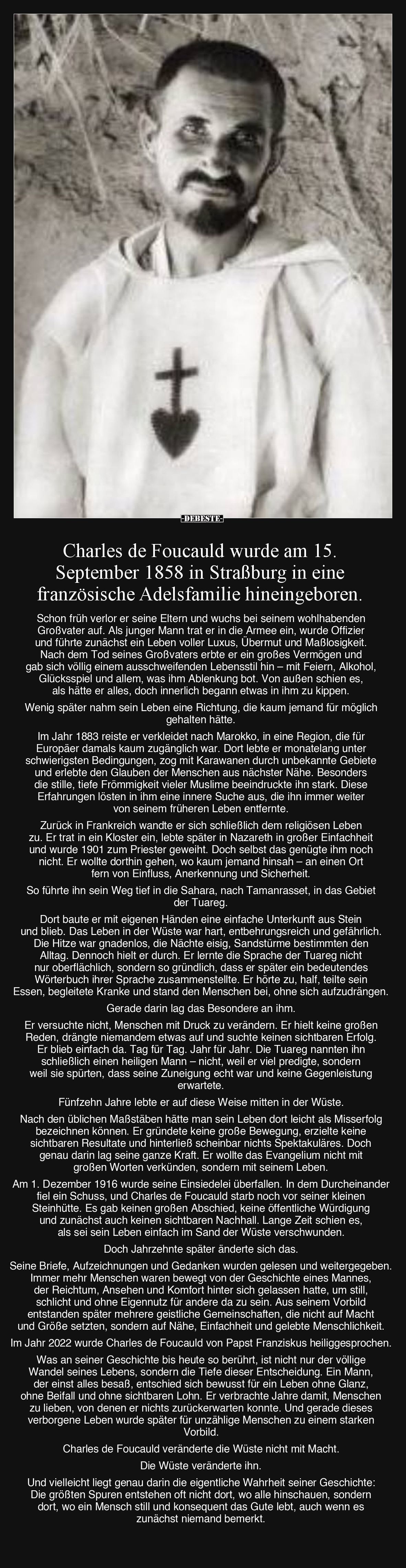 Charles de Foucauld wurde am 15. September 1858 in.. - Lustige Bilder | DEBESTE.de