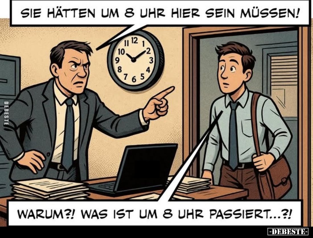 Sie hätten um 8 Uhr hier sein müssen!
-
Warum?! Was ist um 8 Uhr passiert...?!