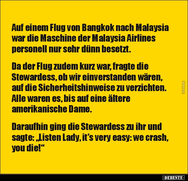 Auf einem Flug von Bangkok nach Malaysia war die Maschine.. - Lustige Bilder | DEBESTE.de