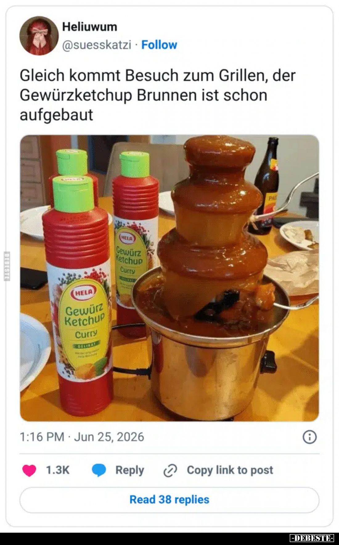 Gleich kommt Besuch zum Grillen, der Gewürzketchup Brunnen ist schon aufgebaut
