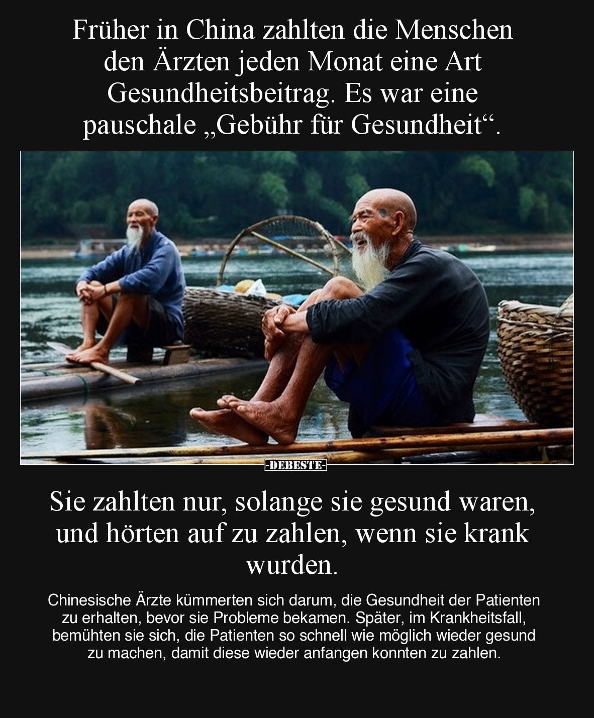 Früher in China zahlten die Menschen den Ärzten jeden.. - Lustige Bilder | DEBESTE.de