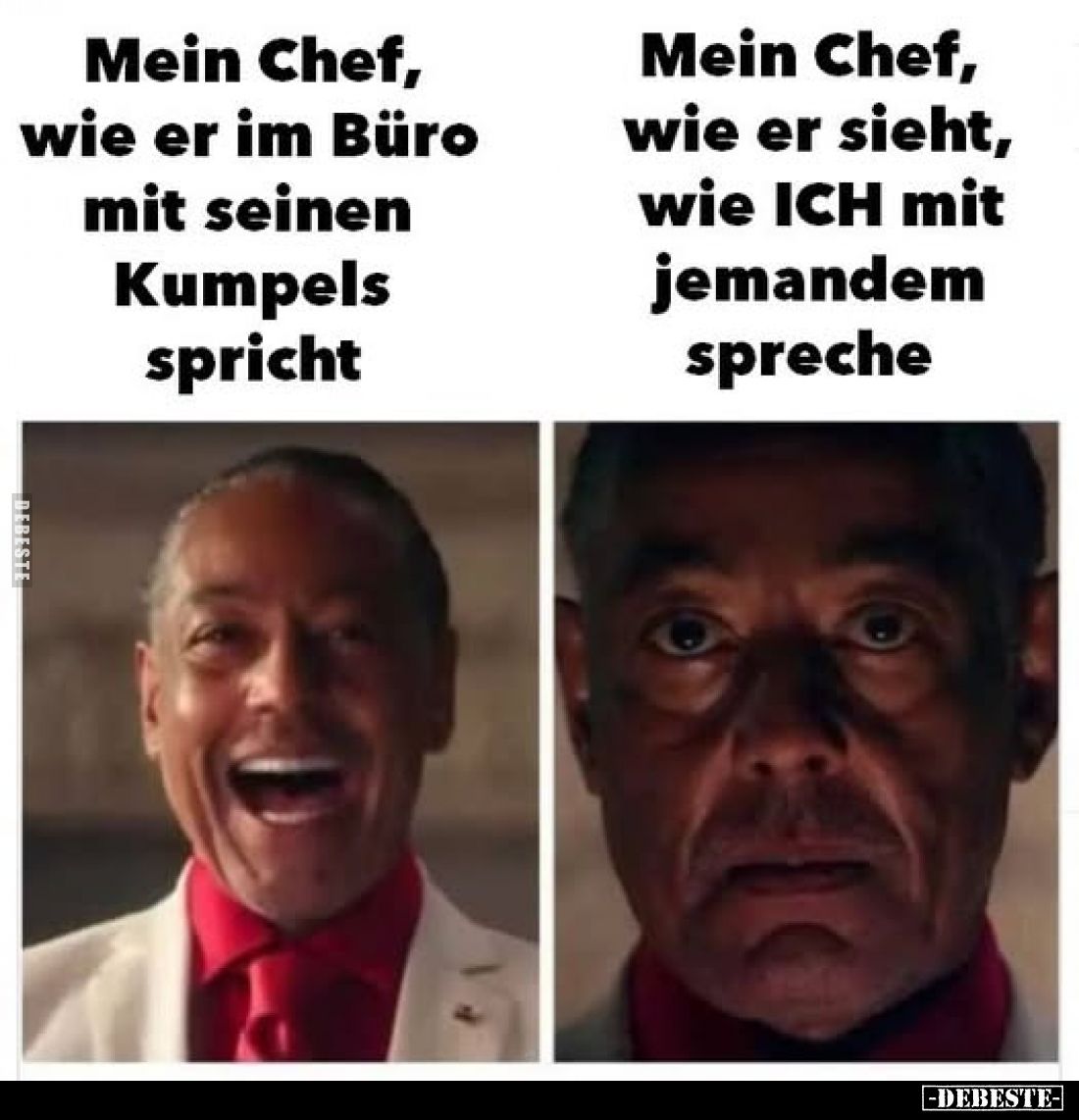 Mein Chef, wie er im Büro mit seinen Kumpels spricht. -
Mein Chef, wie er sieht, wie ICH mit jemandem spreche.