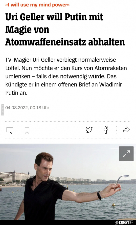Uri Geller will Putin mit Magie von Atomwaffeneinsatz.. - Lustige Bilder | DEBESTE.de