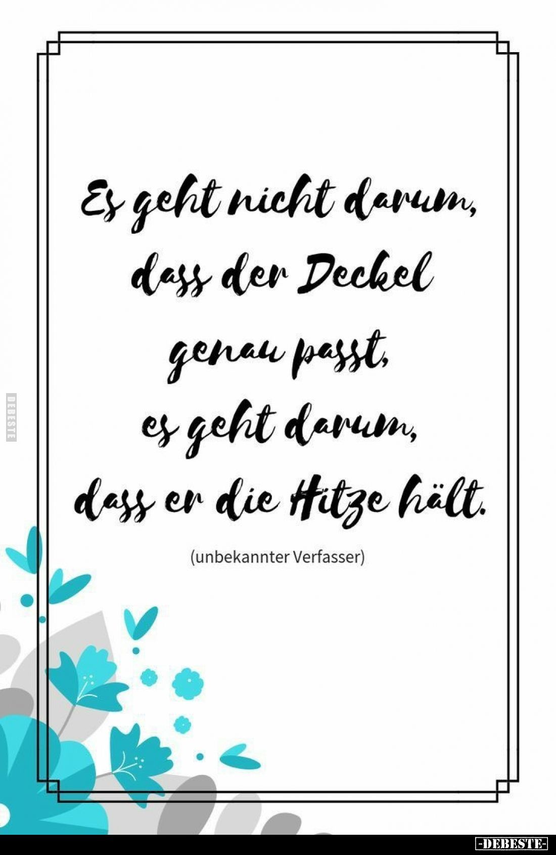 Es geht nicht darum, dass der Deckel genau passt, es geht darum, dass er die Hitze hält.