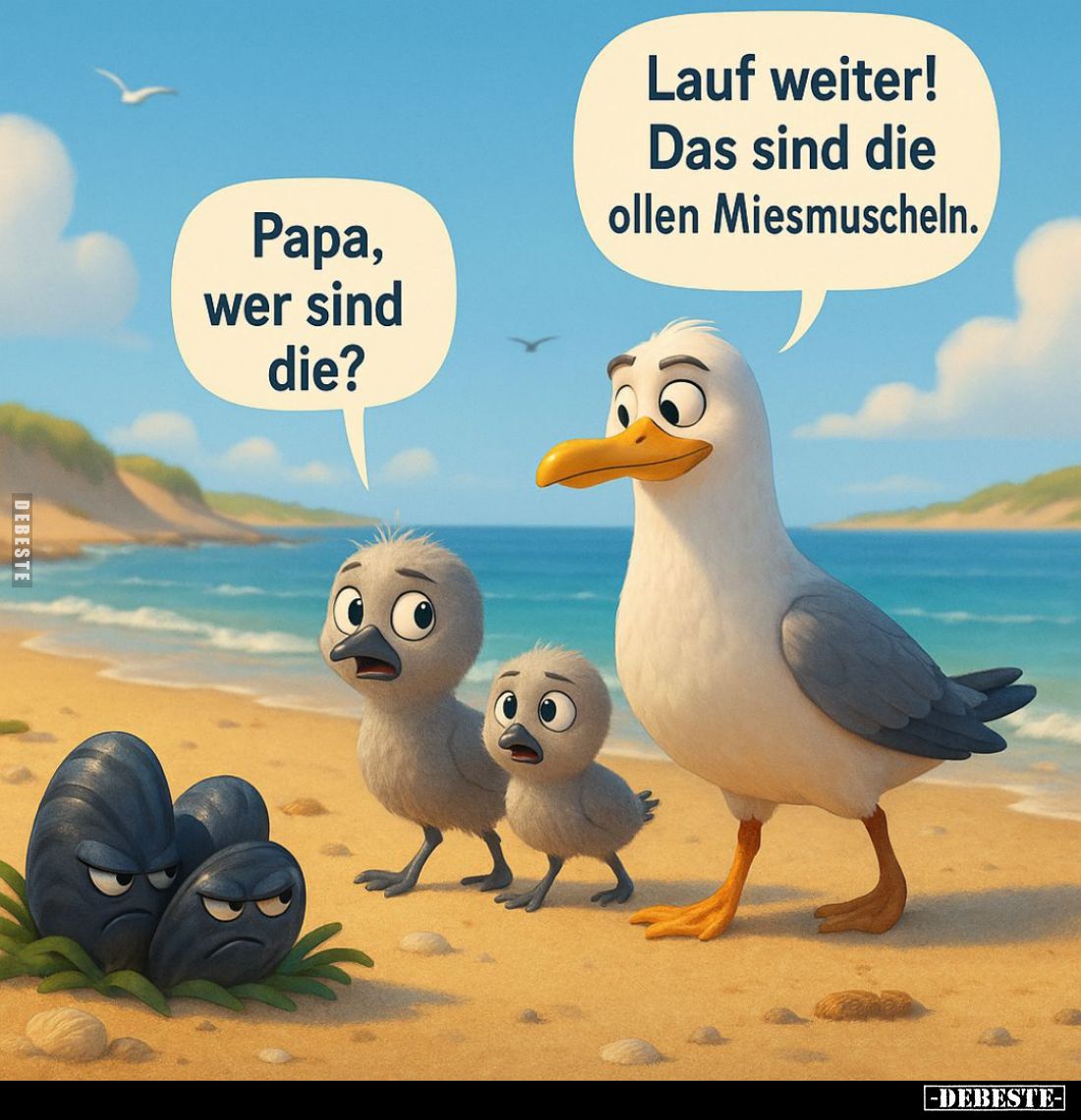 Papa, wer sind die? - Lauf weiter! Das sind die ollen Miesmuscheln.