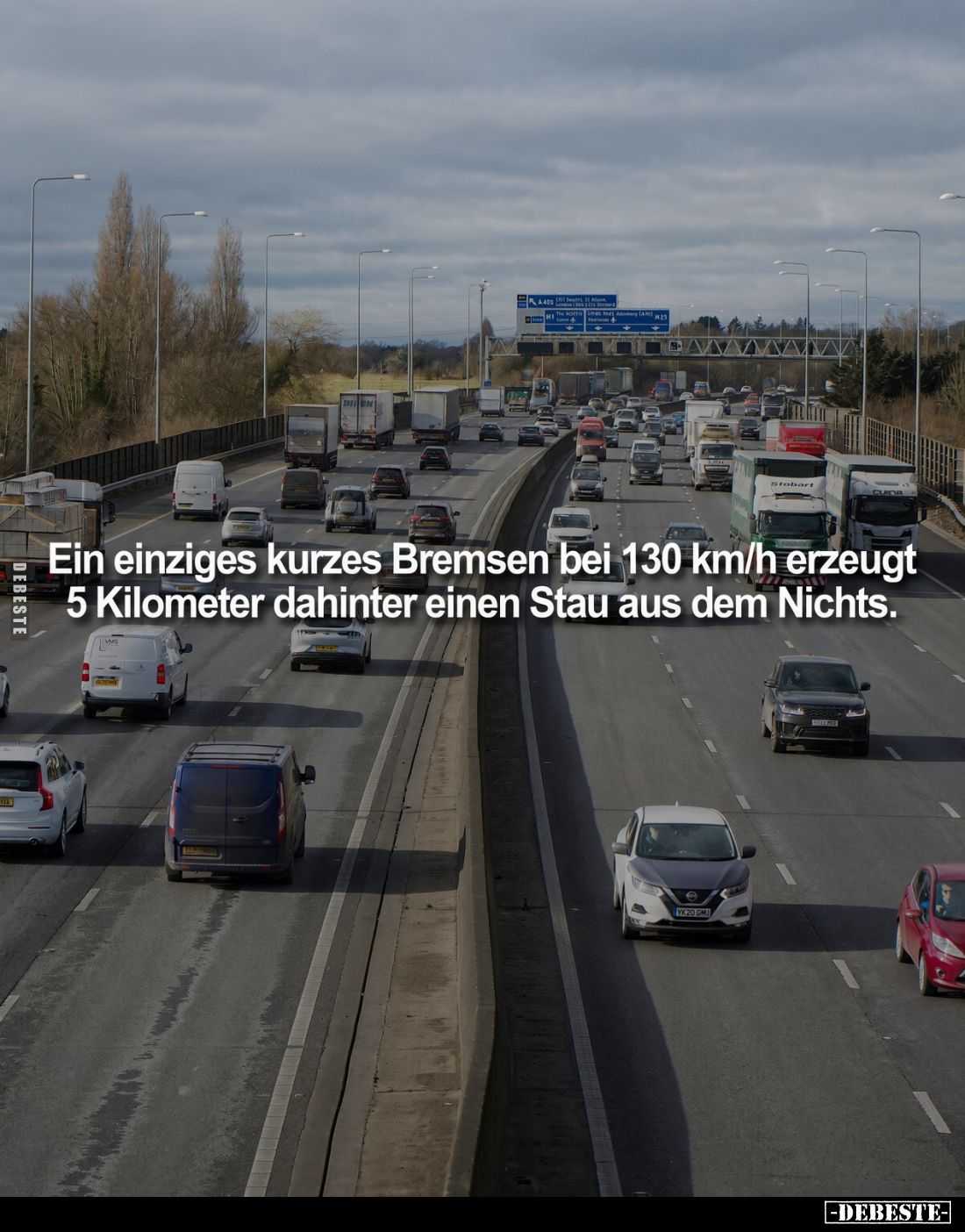 Ein einziges kurzes Bremsen bei 130 km/h erzeugt 5 Kilometer dahinter einen Stau aus dem Nichts.