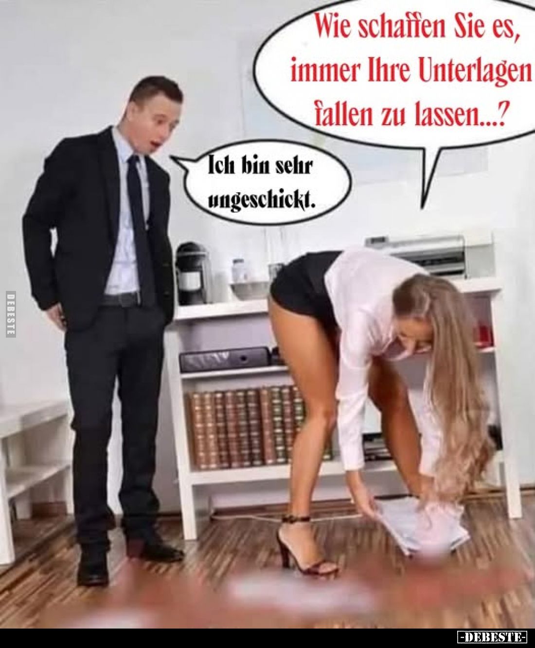 Wie schaffen Sie es, immer Ihre Unterlagen fallen zu lassen...?
Ich bin sehr ungeschickt.