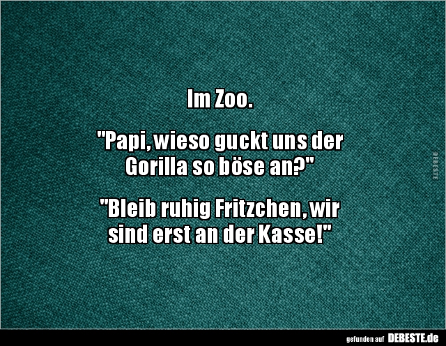 Im Zoo. "Papi, wieso guckt uns der Gorilla so böse.." - Lustige Bilder | DEBESTE.de