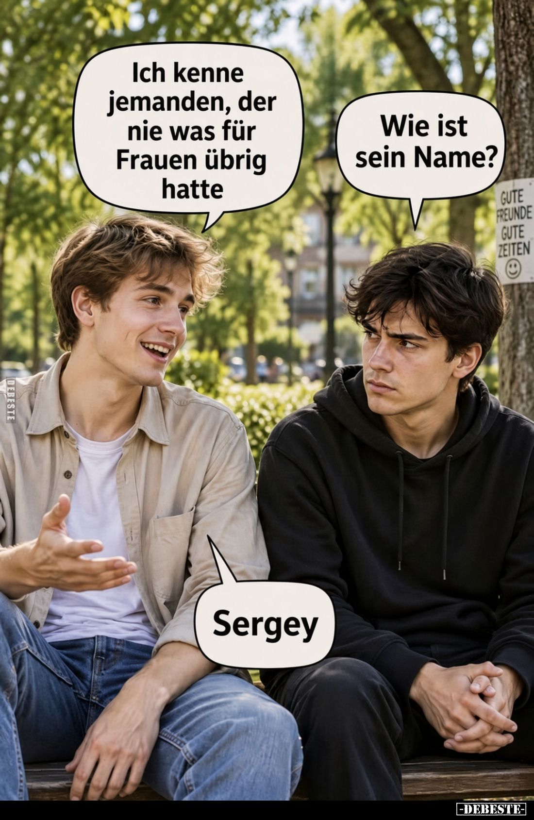 Ich kenne jemanden, der nie was für Frauen übrig hatte. -
Wie ist sein Name? -
-
Sergey.