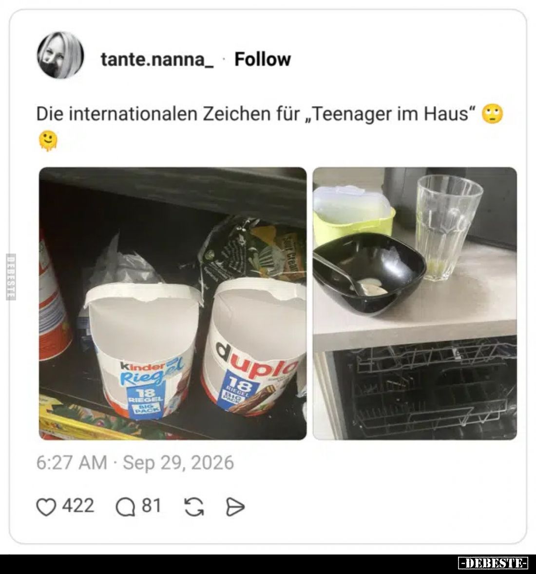 Die internationalen Zeichen für „Teenager im Haus“