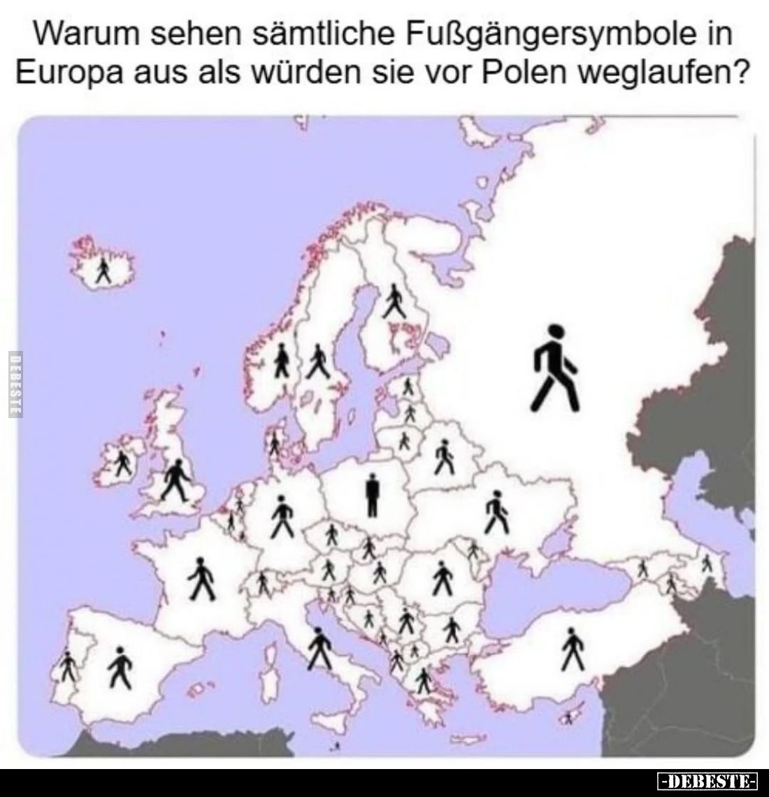 Warum sehen sämtliche Fußgängersymbole in Europa aus als würden sie vor Polen weglaufen?