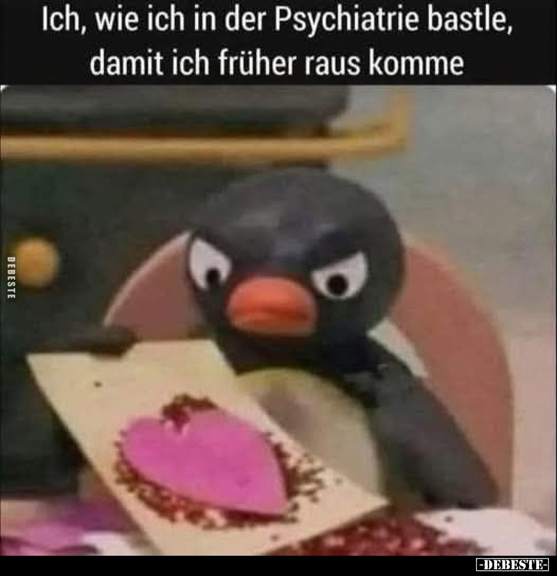 Ich, wie ich in der Psychiatrie bastle, damit ich früher raus komme