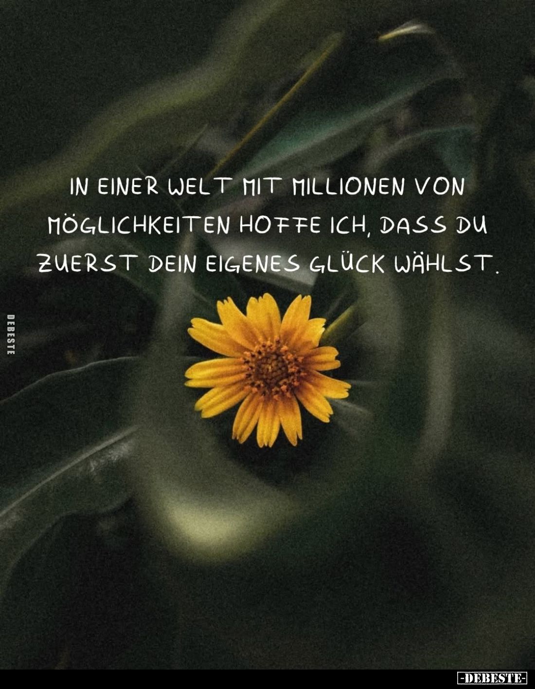 In einer Welt mit Millionen von Möglichkeiten hoffe ich, dass du zuerst dein eigenes Glück wählst.