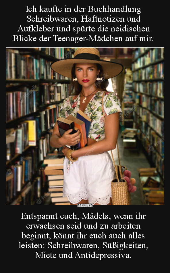 Ich kaufte in der Buchhandlung Schreibwaren, Haftnotizen.. - Lustige Bilder | DEBESTE.de