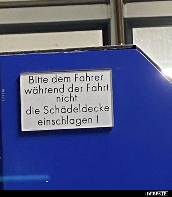 Bitte dem Fahrer während der Fahrt nicht die Schädeldecke einschlagen !