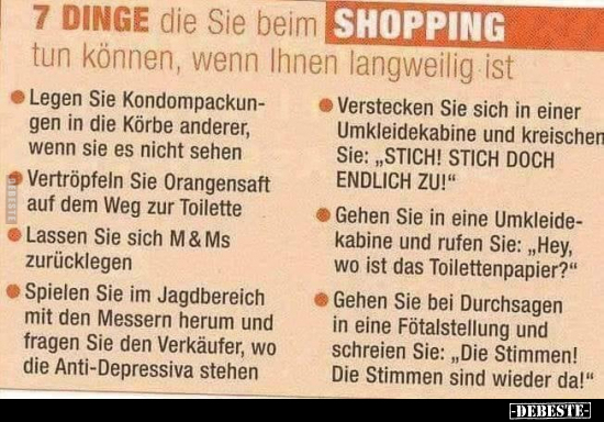 7 Dinge die Sie beim Shopping tun können, wenn Ihnen.. - Lustige Bilder | DEBESTE.de