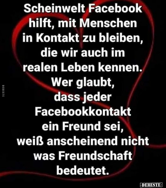 Scheinwelt Facebook hilft, mit Menschen in Kontakt zu.. - Lustige Bilder | DEBESTE.de