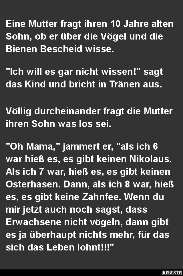 Eine Mutter fragt ihren 10 Jahre alten Sohn.. - Lustige Bilder | DEBESTE.de