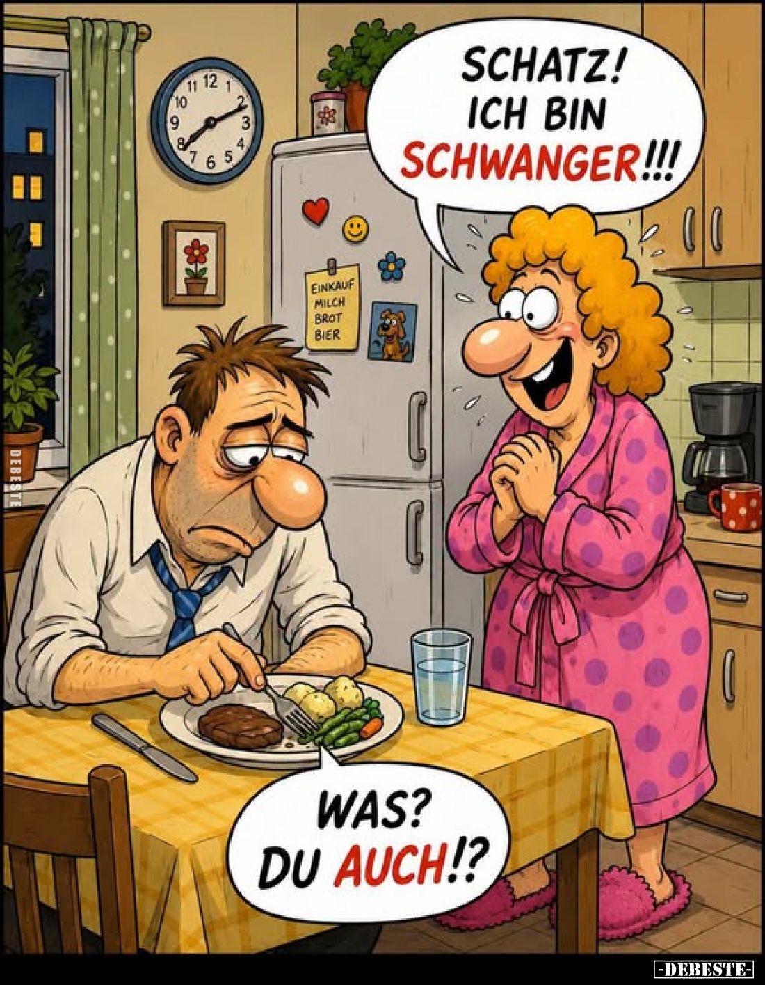 Schatz! Ich bin schwanger!!!
-
Was? Du auch!?