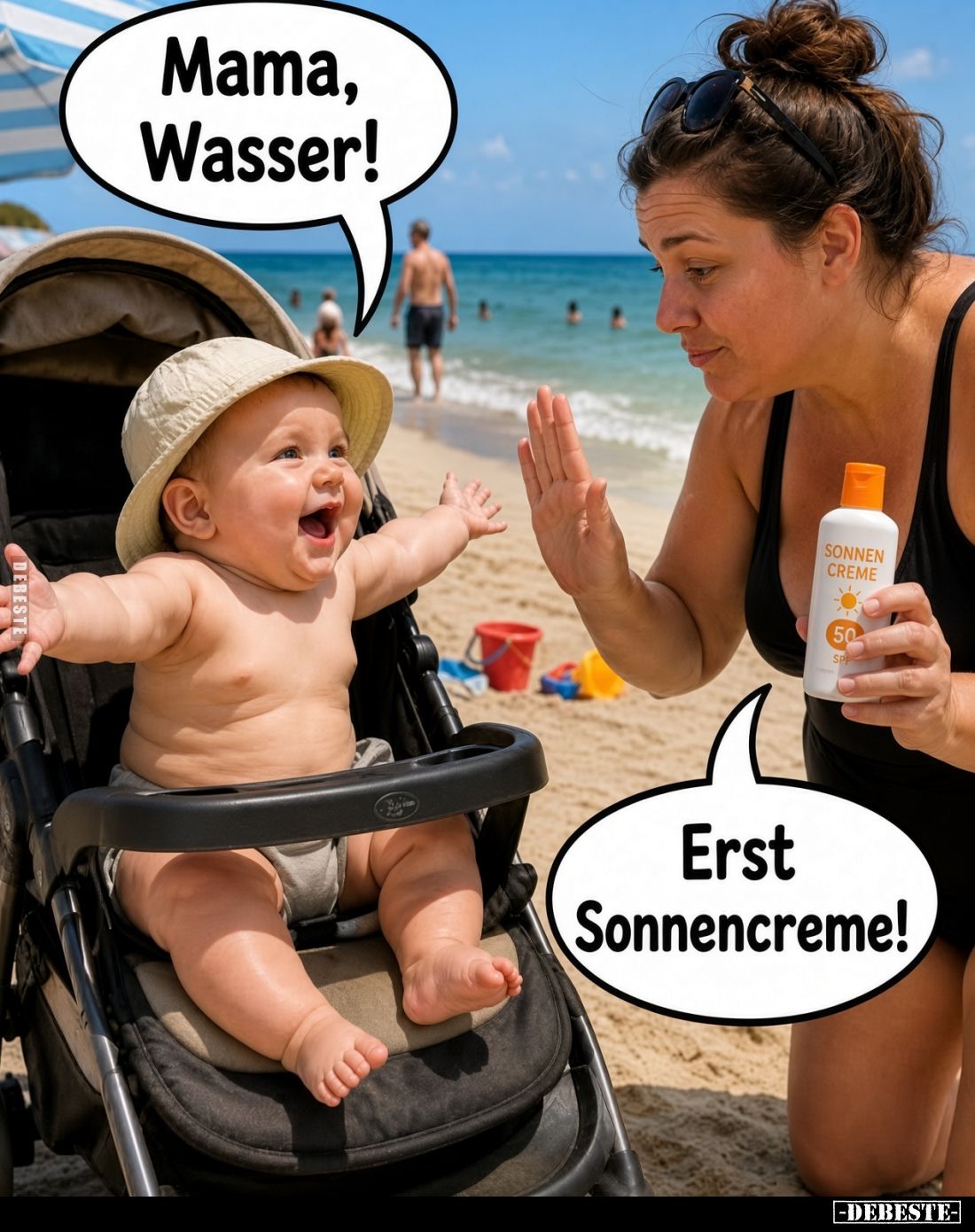 Mama, Wasser!
-
Erst Sonnencreme!