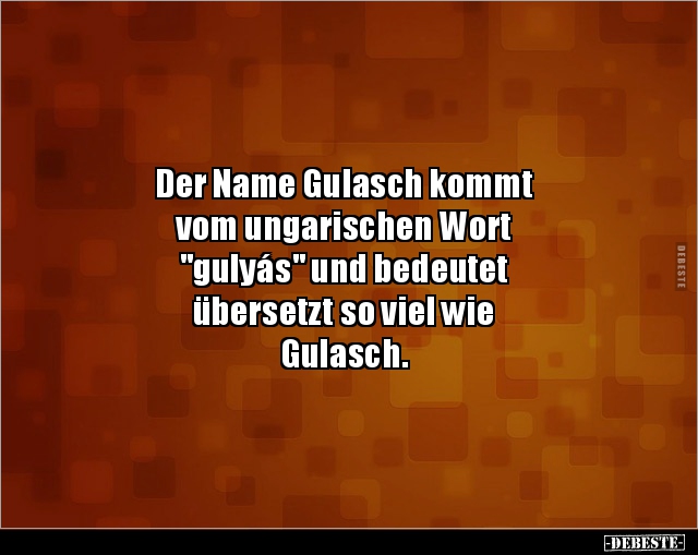 Der Name Gulasch kommt vom ungarischen Wort "gulyás".. - Lustige Bilder | DEBESTE.de