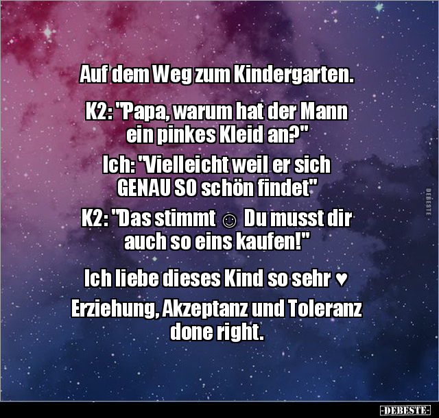 Auf dem Weg zum Kindergarten. K2: "Papa, warum hat der.." - Lustige Bilder | DEBESTE.de