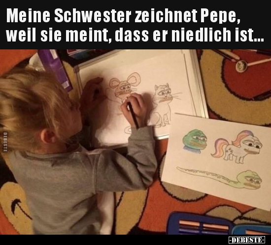Meine Schwester zeichnet Pepe, weil sie meint, dass er.. - Lustige Bilder | DEBESTE.de