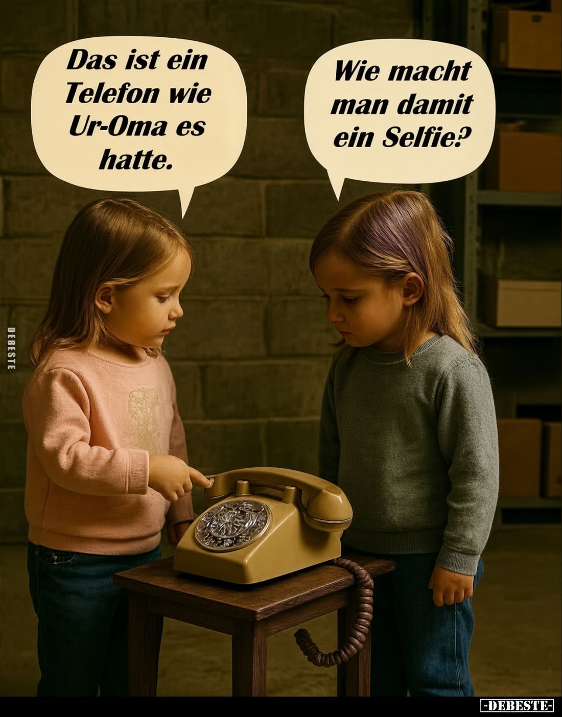 Das ist ein Telefon wie Ur-Oma es hatte. -
Wie macht man damit ein Selfie?