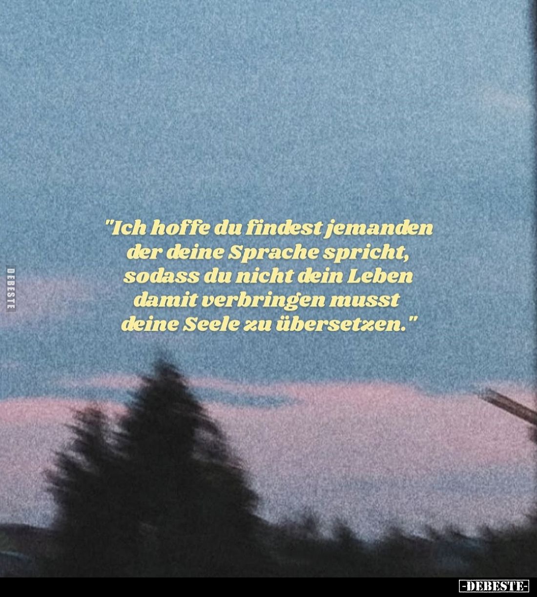 "Ich hoffe du findest jemanden der deine Sprache spricht, sodass du nicht dein Leben damit verbringen musst deine Seele ...