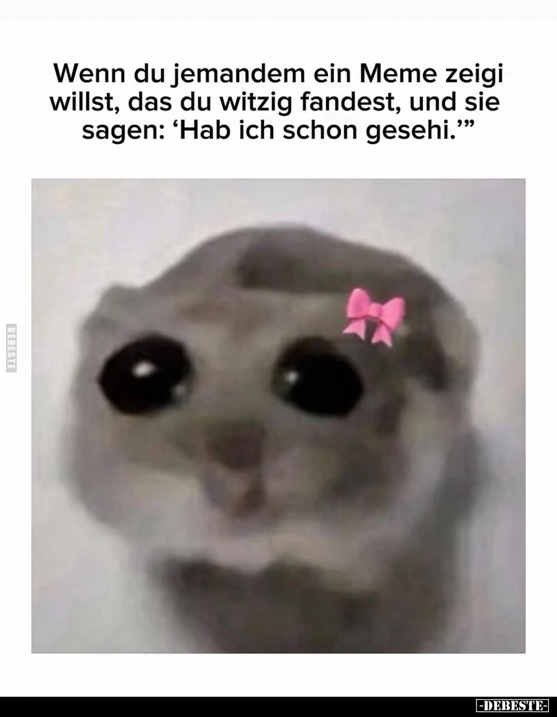 Wenn du jemandem ein Meme zeigi willst, das du witzig fandest, und sie sagen: "Hab ich schon gesehi."