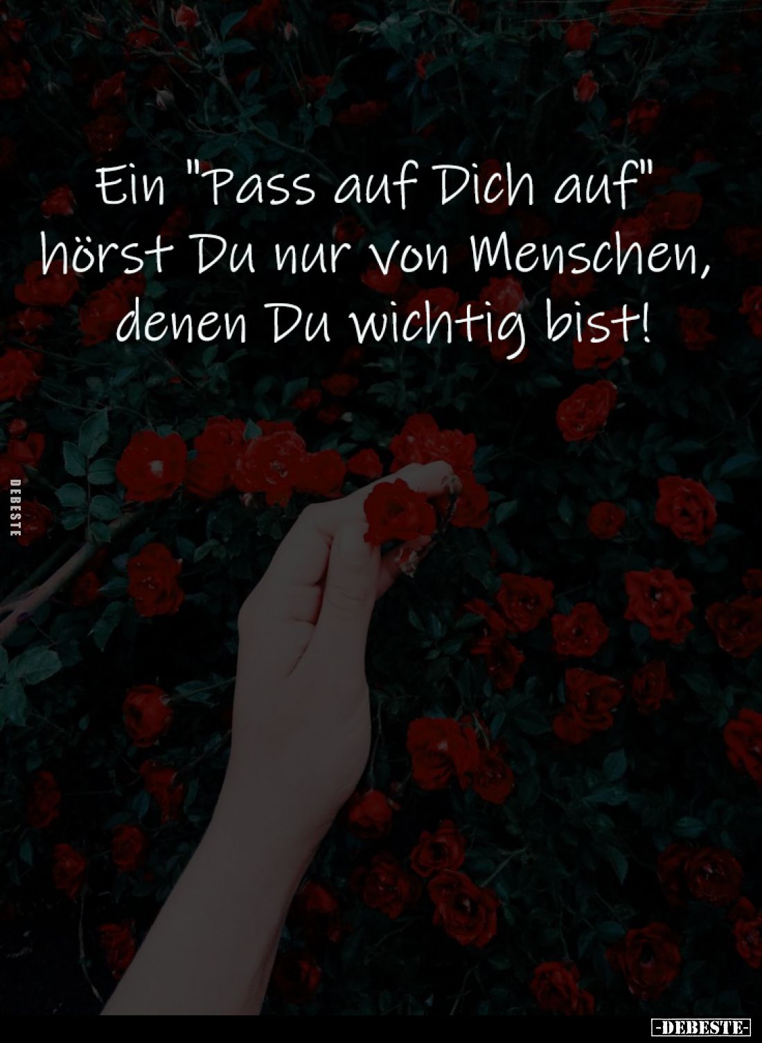 Ein "Pass auf Dich auf" 
hörst Du nur von Menschen, 
denen Du wichtig bist!