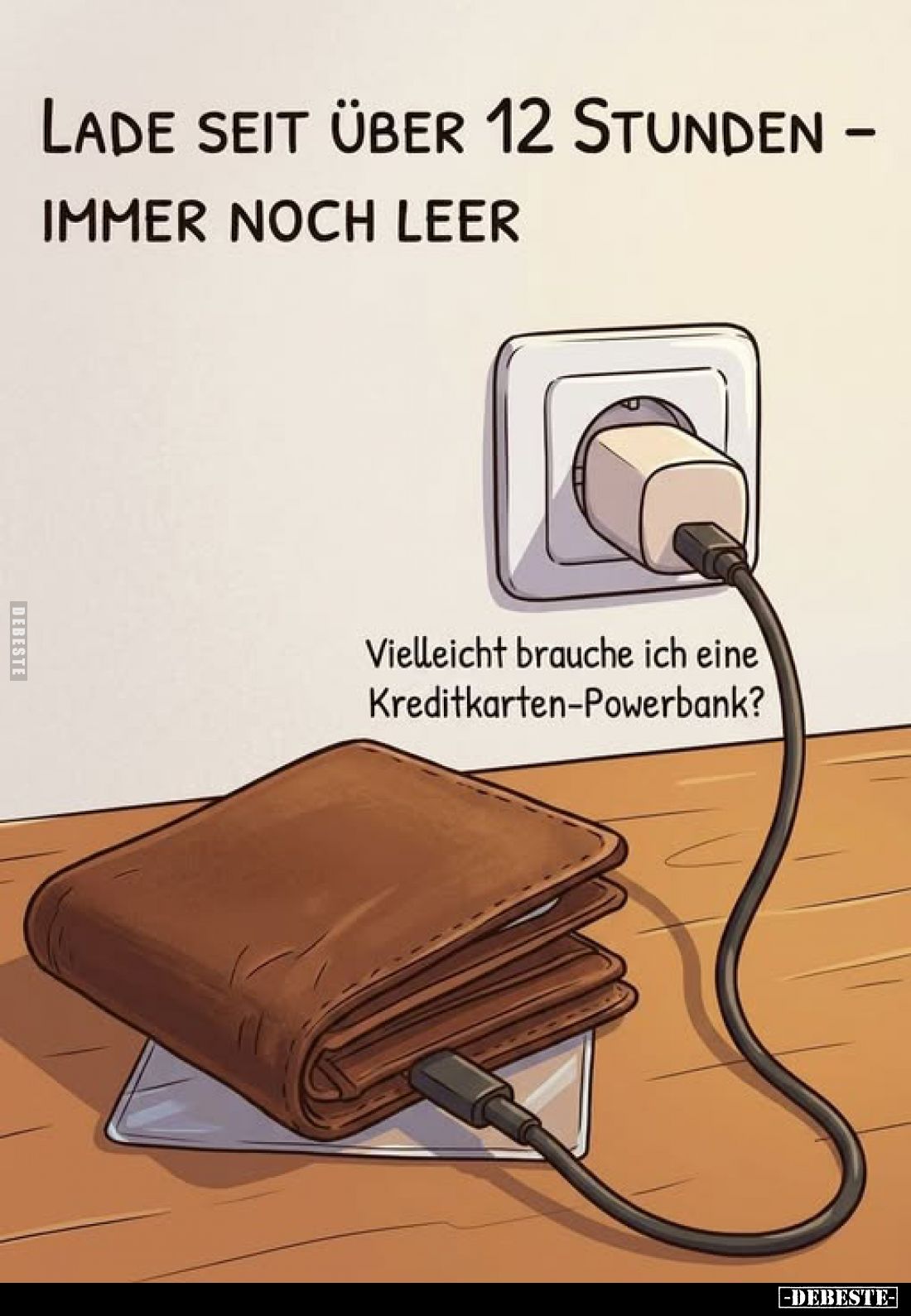 Lade seit über 12 Stunden - immer noch leer. Vielleicht brauche ich eine Kreditkarten-Powerbank?