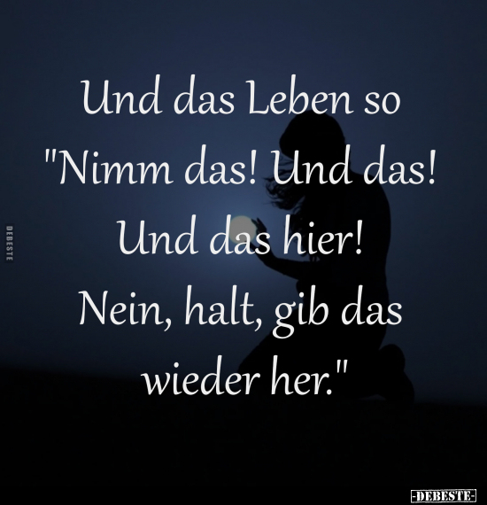 Und das Leben so 
"Nimm das! Und das! 
Und das hier! 
Nein, halt, gib das 
wieder her."