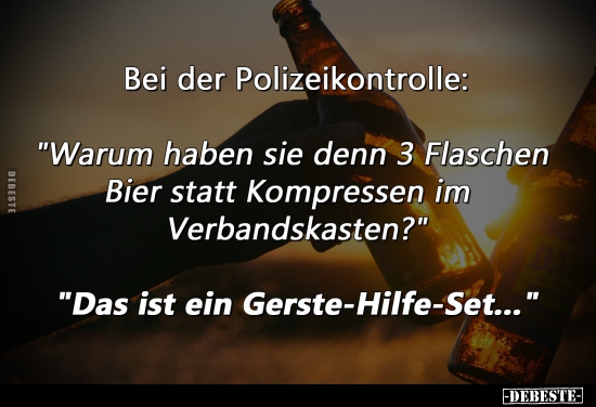Bei der Polizeikontrolle: "Warum haben sie denn 3 Flaschen.." - Lustige Bilder | DEBESTE.de