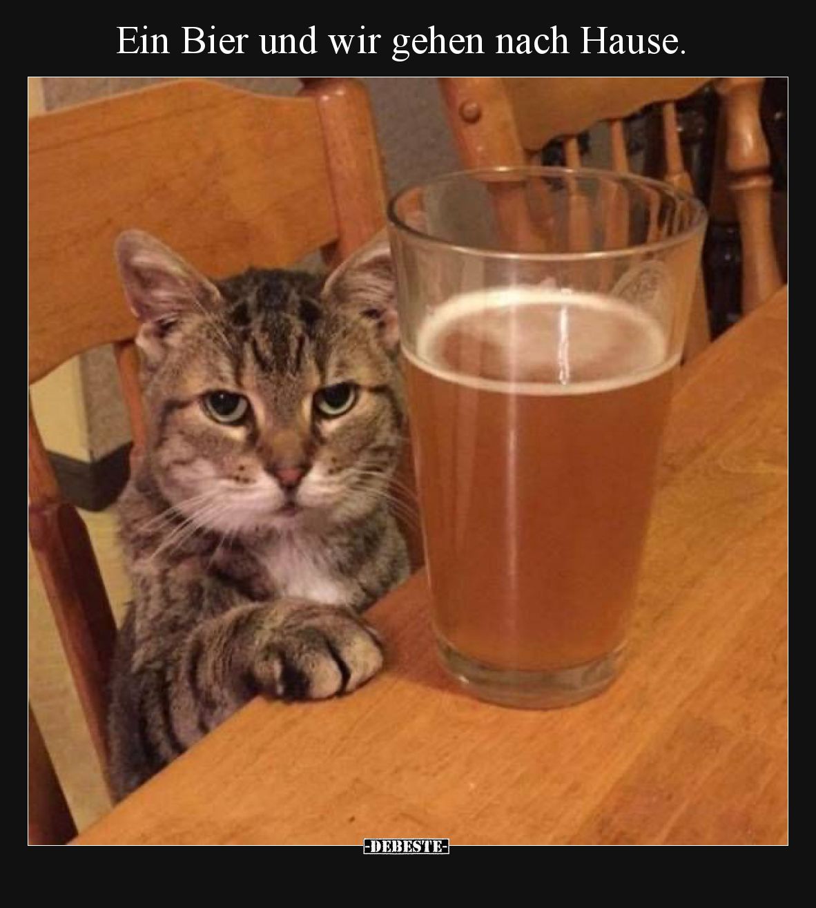 Ein Bier und wir gehen nach Hause.