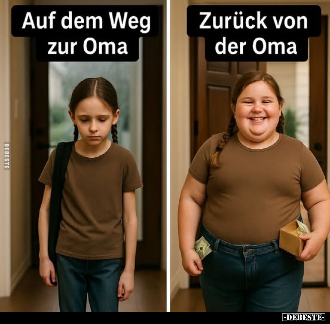 Auf dem Weg zur Oma. -
Zurück von der Oma.