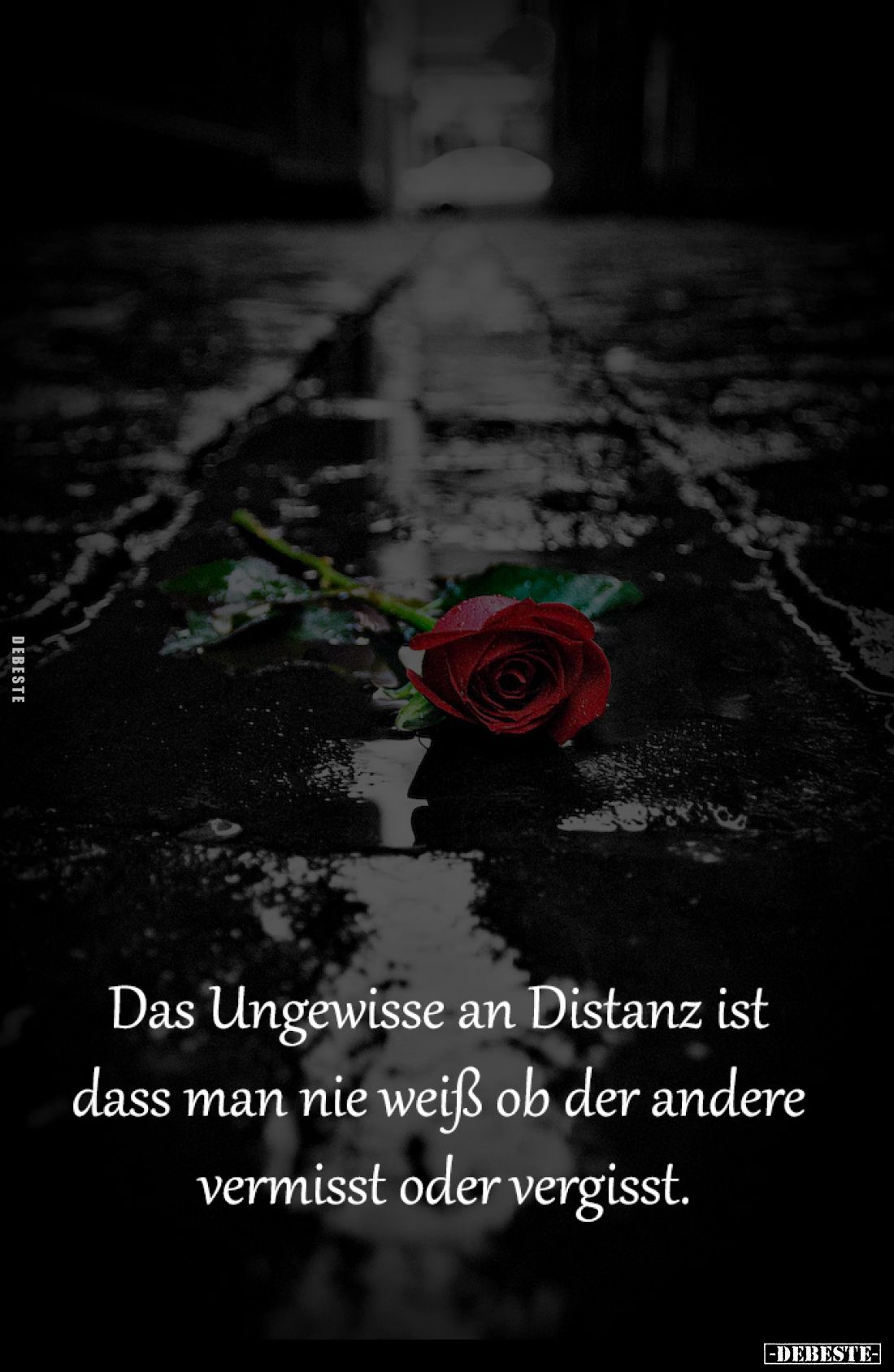 Das Ungewisse an Distanz ist 
dass man nie weiß ob der andere 
vermisst oder vergisst.