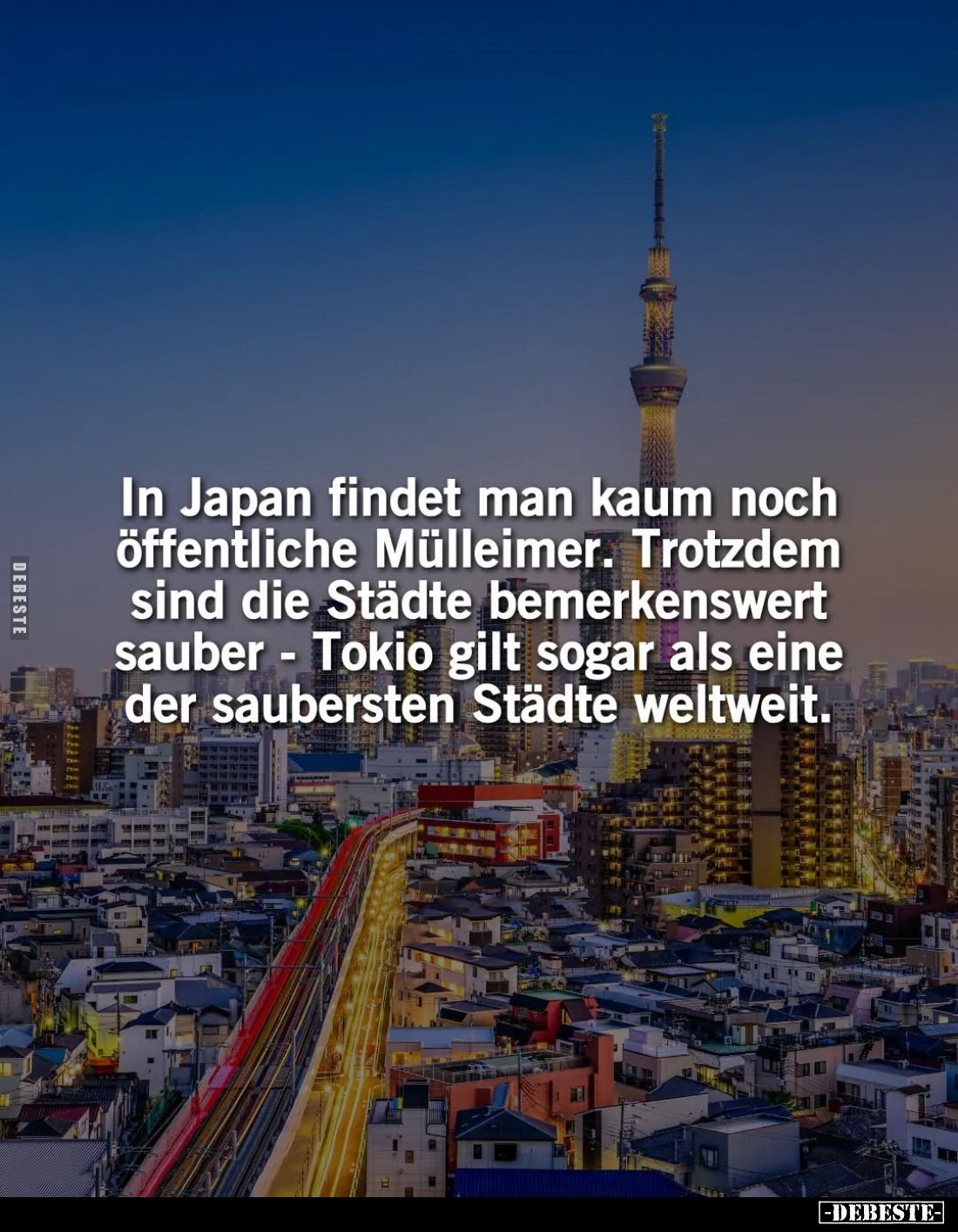 In Japan findet man kaum noch öffentliche Mülleimer. Trotzdem sind die Städte bemerkenswert sauber - Tokio gilt sogar als ein...