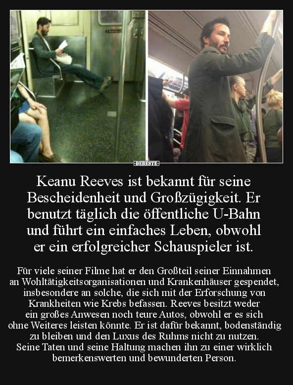 Keanu Reeves ist bekannt für seine Bescheidenheit.. - Lustige Bilder | DEBESTE.de