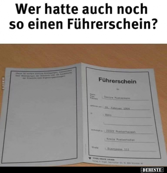 Wer hatte auch noch so einen Führerschein?.. - Lustige Bilder | DEBESTE.de