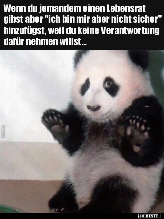 Wenn du jemandem einen Lebensrat gibst aber "ich bin mir.."