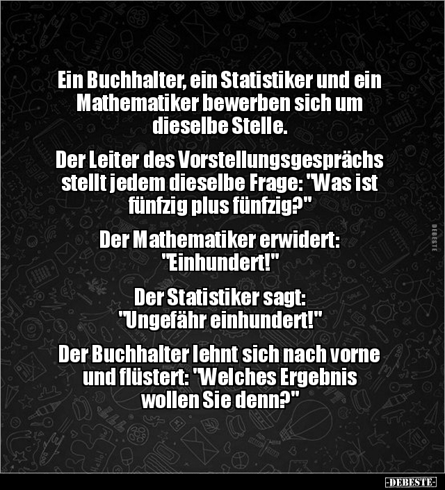 Ein Buchhalter, ein Statistiker und ein Mathematiker.. - Lustige Bilder | DEBESTE.de