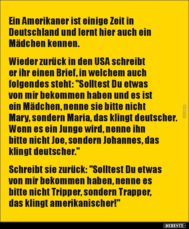 Ein Amerikaner ist einige Zeit in Deutschland und lernt.. - Lustige Bilder | DEBESTE.de