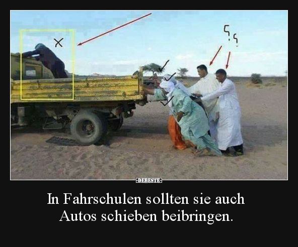 In Fahrschulen sollten sie auch Autos schieben..