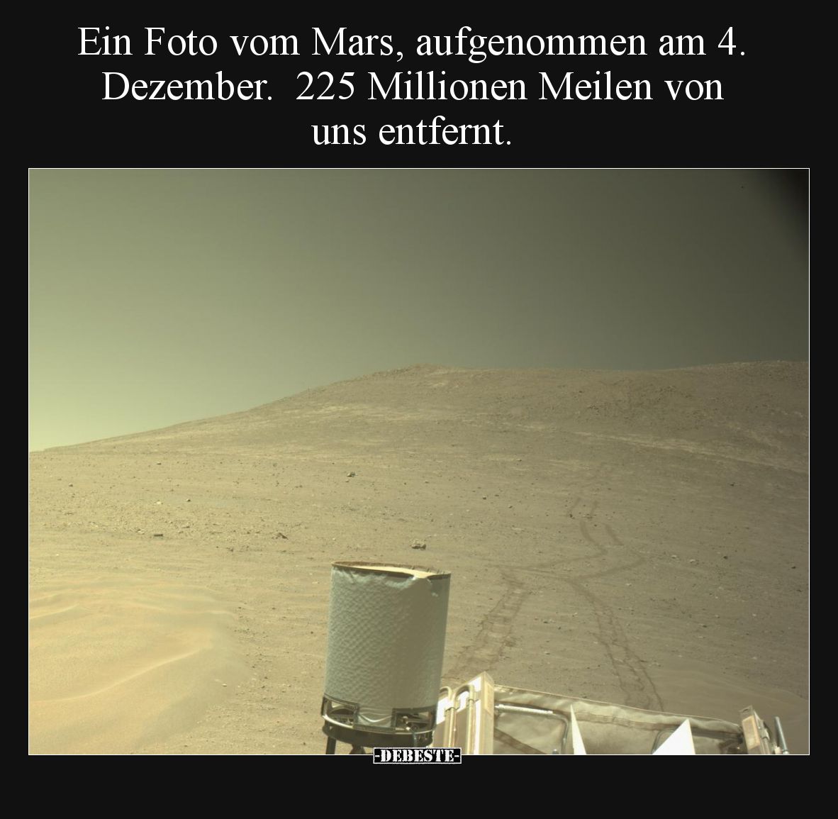 Ein Foto vom Mars, aufgenommen am 4. Dezember. 225 Millionen Meilen von uns entfernt.