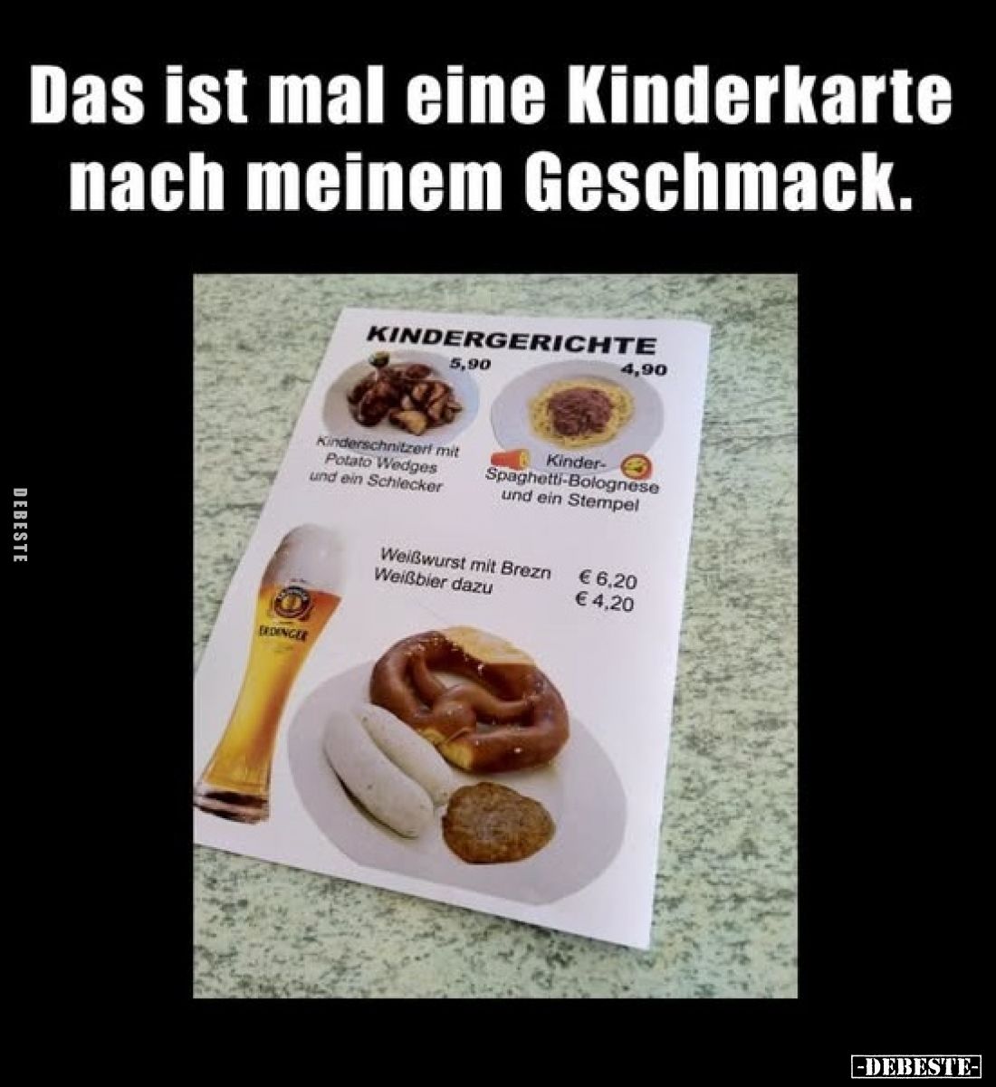 Das ist mal eine Kinderkarte nach meinem Geschmack.