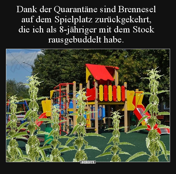 Dank der Quarantäne sind Brennesel auf dem Spielplatz..